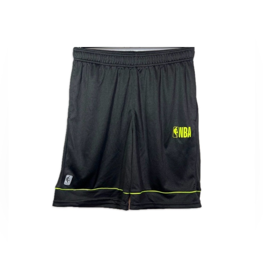 NBA Black Neon Green Athletic Shorts Men’s Large Drawstring Basketball Active